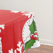 Holly Berry auf Red White Snowflakes Pattern Tischdecke (Beispiel)