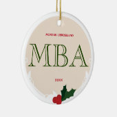 Holly Berry Beige Green MBA Abschluss Name Year Keramik Ornament (Rechts)