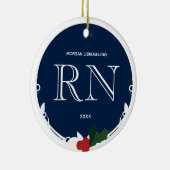 Holly Berry Blue White RN Nurse Keramik Ornament (Rechts)