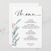 Holly Berry Branch Weihnachtsmenü Menükarte (Vorne/Hinten)