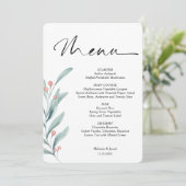 Holly Berry Branch Weihnachtsmenü Menükarte (Stehend Vorderseite)