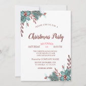 Holly Berry Branches Christmas Company Party Einladung (Vorderseite)