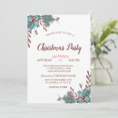 Holly Berry Branches Christmas Company Party Einladung (Stehend Vorderseite)