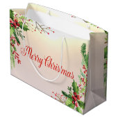 Holly Berry Branches Holiday Große Geschenktüte (Rückseite Schrägansicht)