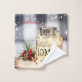 Holly Berry, Candle, Weihnachten Badhandtuch Set (Waschlappen)