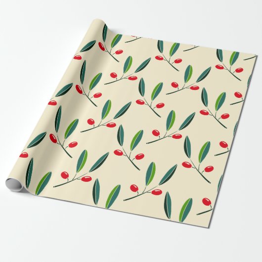 Holly Berry Christmas Art One Little Christmas Tre Geschenkpapier (Ungerollt)