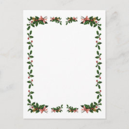 Holly Berry Christmas Border Holiday Postcard Feiertagspostkarte