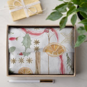 Holly Berry Christmas Cinnamon Orange Decoupage Seidenpapier (Geschenk)