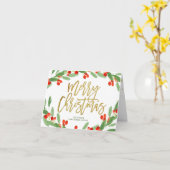 Holly Berry Christmas Corporate Business Holiday Karte (Gelbe Blume)