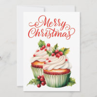Holly Berry Christmas Cupcake