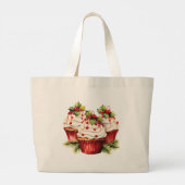 Holly Berry Christmas Cupcake Jumbo Stoffbeutel (Rückseite)