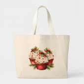 Holly Berry Christmas Cupcake Jumbo Stoffbeutel (Vorne)