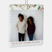 Holly Berry Christmas Holiday Best Friend 2 Photos Keramikornament (Rechts)