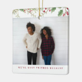 Holly Berry Christmas Holiday Best Friend 2 Photos Keramikornament (Links)