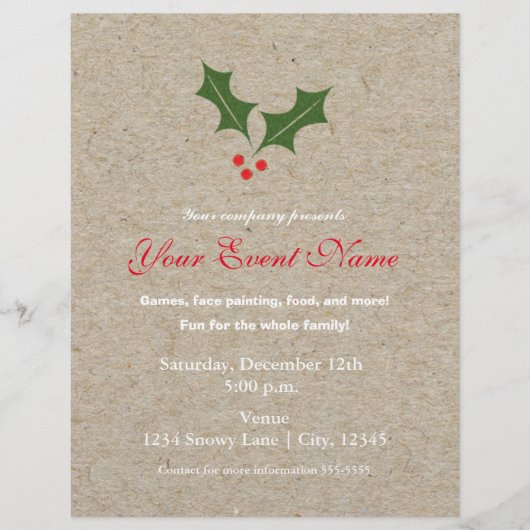 Holly Berry Christmas Holiday Event Flyer Poster (Vorne)