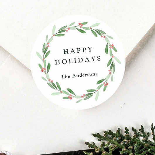 Holly Berry Christmas Holiday Foto Runder Aufkleber