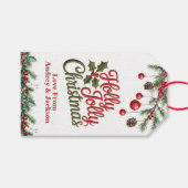 Holly Berry Christmas Holiday Gift Tag Geschenkanhänger (Vorderseite (Horizontal))