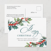 Holly Berry Christmas Mistletoe Corporate Gruß Postkarte (Vorne/Hinten)