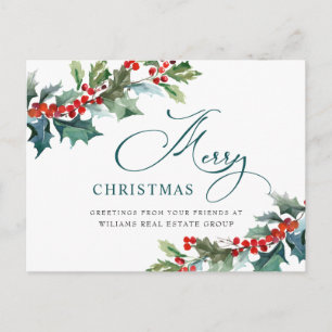 Holly Berry Christmas Mistletoe Corporate Gruß Postkarte