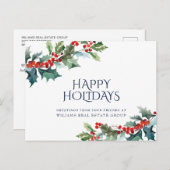 Holly Berry Christmas Mistletoe Corporate Gruß Postkarte (Vorne/Hinten)