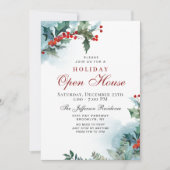 Holly Berry Christmas Mistletoe Holiday OPEN HOUSE Einladung (Vorderseite)