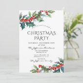 Holly Berry Christmas Mistletoe Holiday Party Einladung (Stehend Vorderseite)