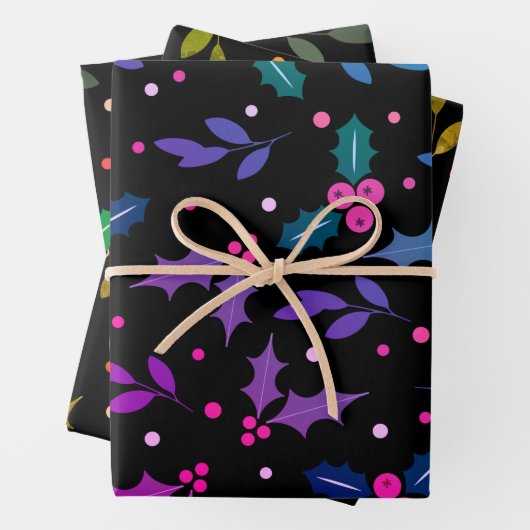 Holly Berry Christmas Seamless Pattern Geschenkpapier Set (Beispiel)
