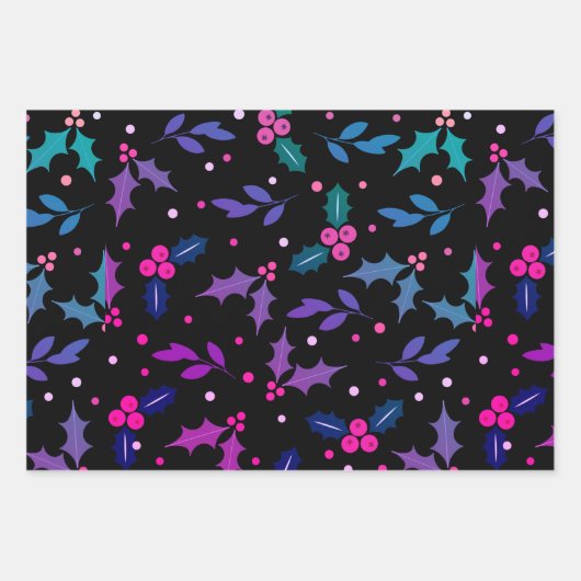 Holly Berry Christmas Seamless Pattern Geschenkpapier Set (Vorderseite)