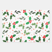Holly Berry Christmas Seamless Pattern Geschenkpapier Set (Vorderseite 3)