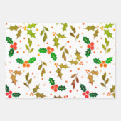 Holly Berry Christmas Seamless Pattern Geschenkpapier Set (Vorderseite 2)
