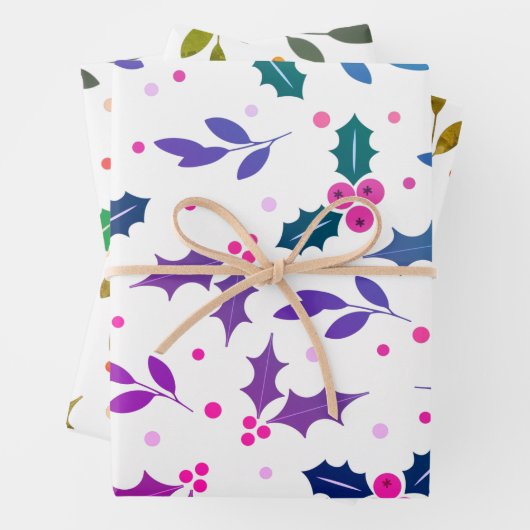 Holly Berry Christmas Seamless Pattern Geschenkpapier Set (Beispiel)