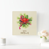 Holly Berry Christmas Wall Clock Quadratische Wanduhr (Zuhause)
