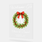 Holly Berry Christmas Wreath Wedding Willkommen Acrylschild (Winkel)