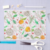 Holly Berry Cranberries Mandarine Aquarell Obst Seidenpapier (Handwerk)