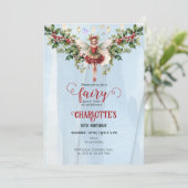 Holly Berry December Birth Blume Fairy Birthday Einladung (Stehend Vorderseite)