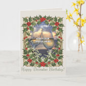 Holly Berry Decorative Christmas Border Karte (Gelbe Blume)