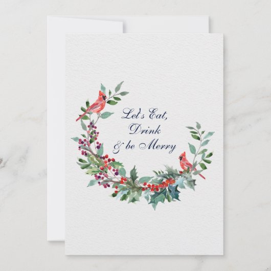 Holly Berry Deer Christmas Holiday Open House Einladung (Rückseite)