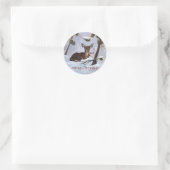 Holly Berry Deer Christmas Runder Aufkleber (Tasche)