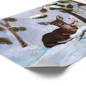 Holly Berry Deer Poster (Ecke)