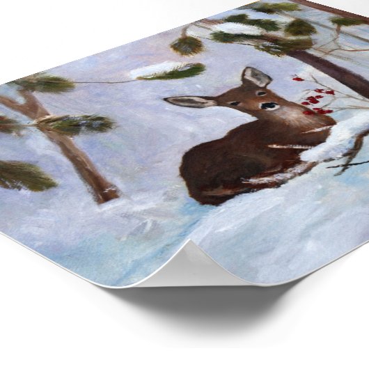 Holly Berry Deer Poster (Ecke)