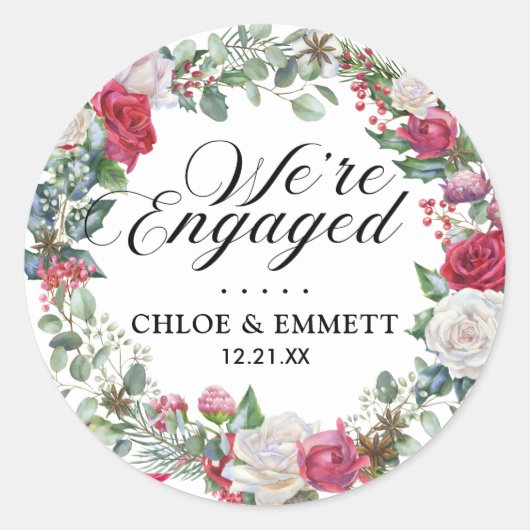 Holly Berry Engagement Party Umschlag Aufkleber (Vorderseite)
