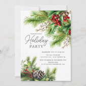 Holly Berry Evergreen Feier Einladung (Vorderseite)