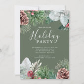 Holly Berry Evergreen Feier Einladung (Vorderseite)