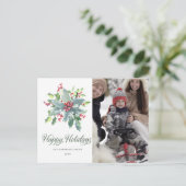 Holly Berry Foto Weihnachtsfeiertag Postkarte (Stehend Vorderseite)