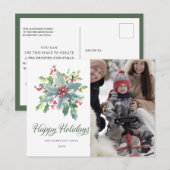 Holly Berry Foto Weihnachtsfeiertag Postkarte (Vorne/Hinten)