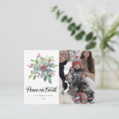 Holly Berry Foto Weihnachtsfeiertag Postkarte (Stehend Vorderseite)