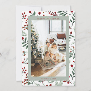 Holly Berry Foto Weihnachtskarte Feiertagskarte