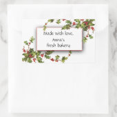Holly Berry Fresh Bakery Weihnachtssticker Rechteckiger Aufkleber (Tasche)