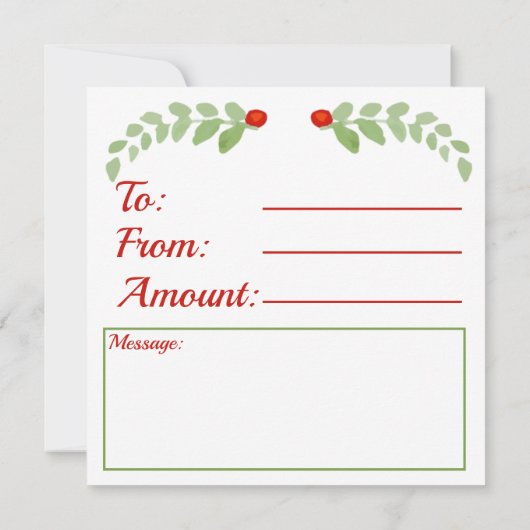Holly Berry Gift Certificate (Rückseite)
