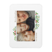 Holly Berry Gold Botanischer Foto Holiday Magnet (Vertikal)